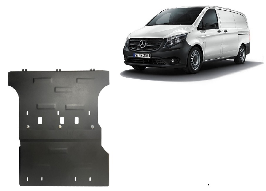 Ocelový kryt olejové vany pro ochranu motoru a převodovky pro Mercedes Vito W447 - 4X2 2014 - 2026, 2.0D, 2.2D, 4X2 RWD