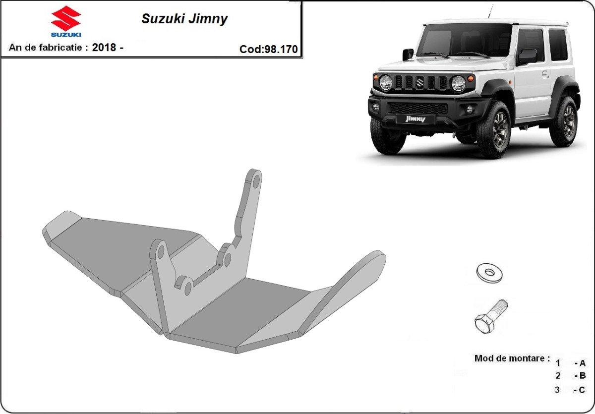 Ocelový kryt diferenciálu pro Suzuki Jimny 2018 - 2026, všechny motory