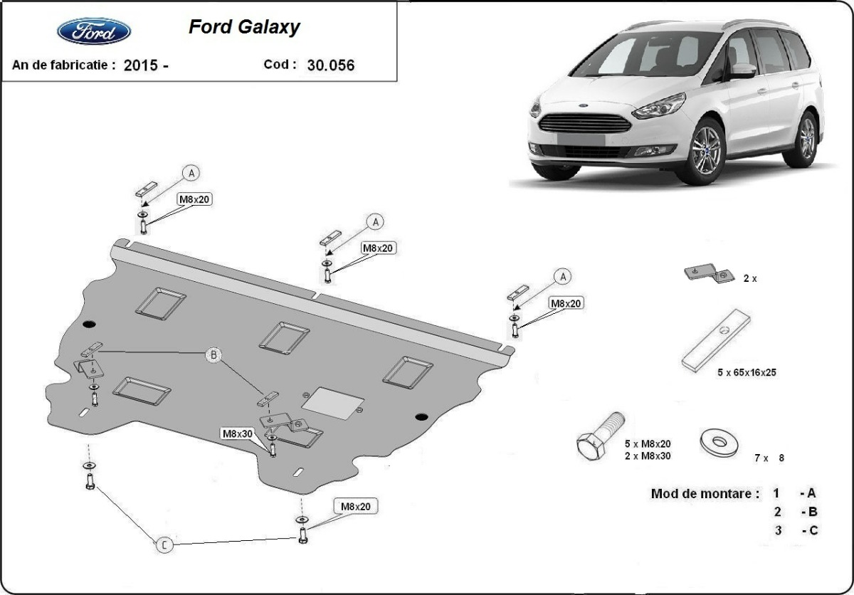 Ocelový kryt olejové vany pro Ford Galaxy 3 2015 - 2026, všechny motory