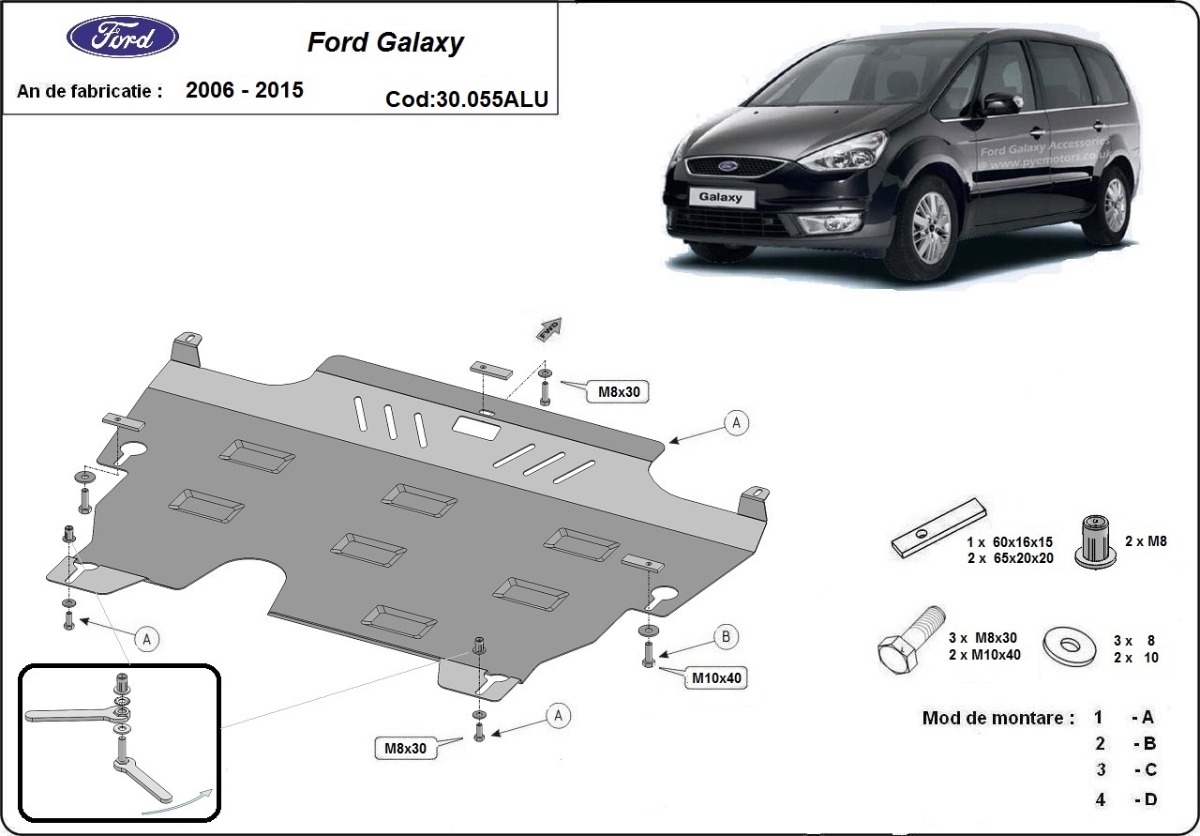 Hliníkový kryt olejové vany pro Ford Galaxy 2 2006 - 2015, všechny motory
