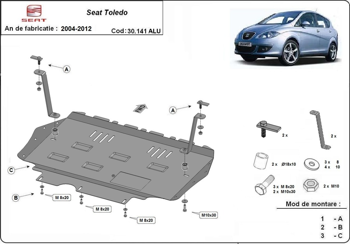 Hliníkový kryt olejové vany pro Seat Toledo 3 2004 - 2012, všechny motory