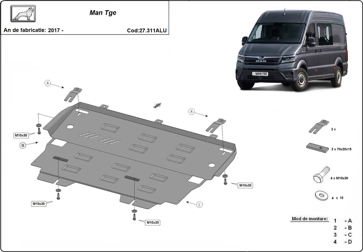 Hliníkový kryt olejové vany pro MAN Tge 2017 - 2026, všechny motory