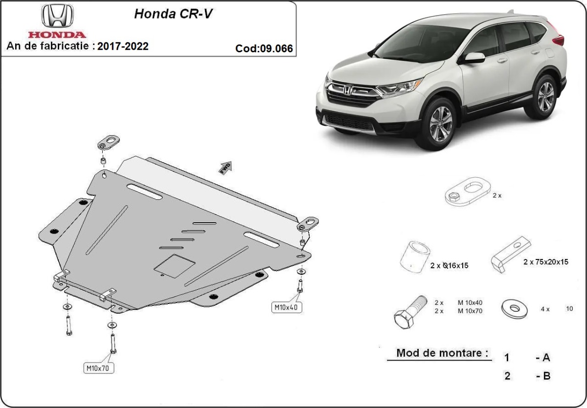 Ocelový kryt olejové vany pro Honda CR-V Gen 5 2017 - 2022, všechny motory