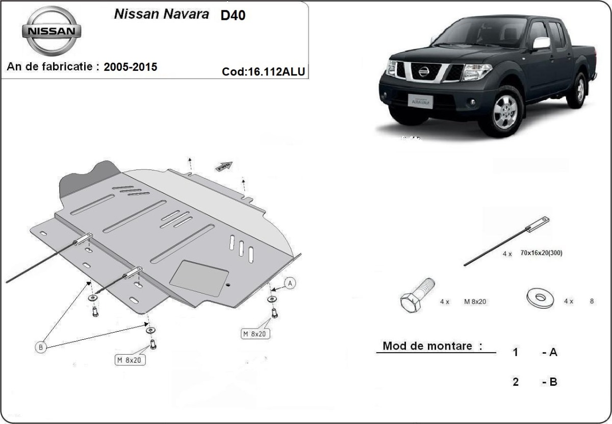Hliníkový kryt olejové vany pro Nissan Navara 2005 - 2015, všechny motory