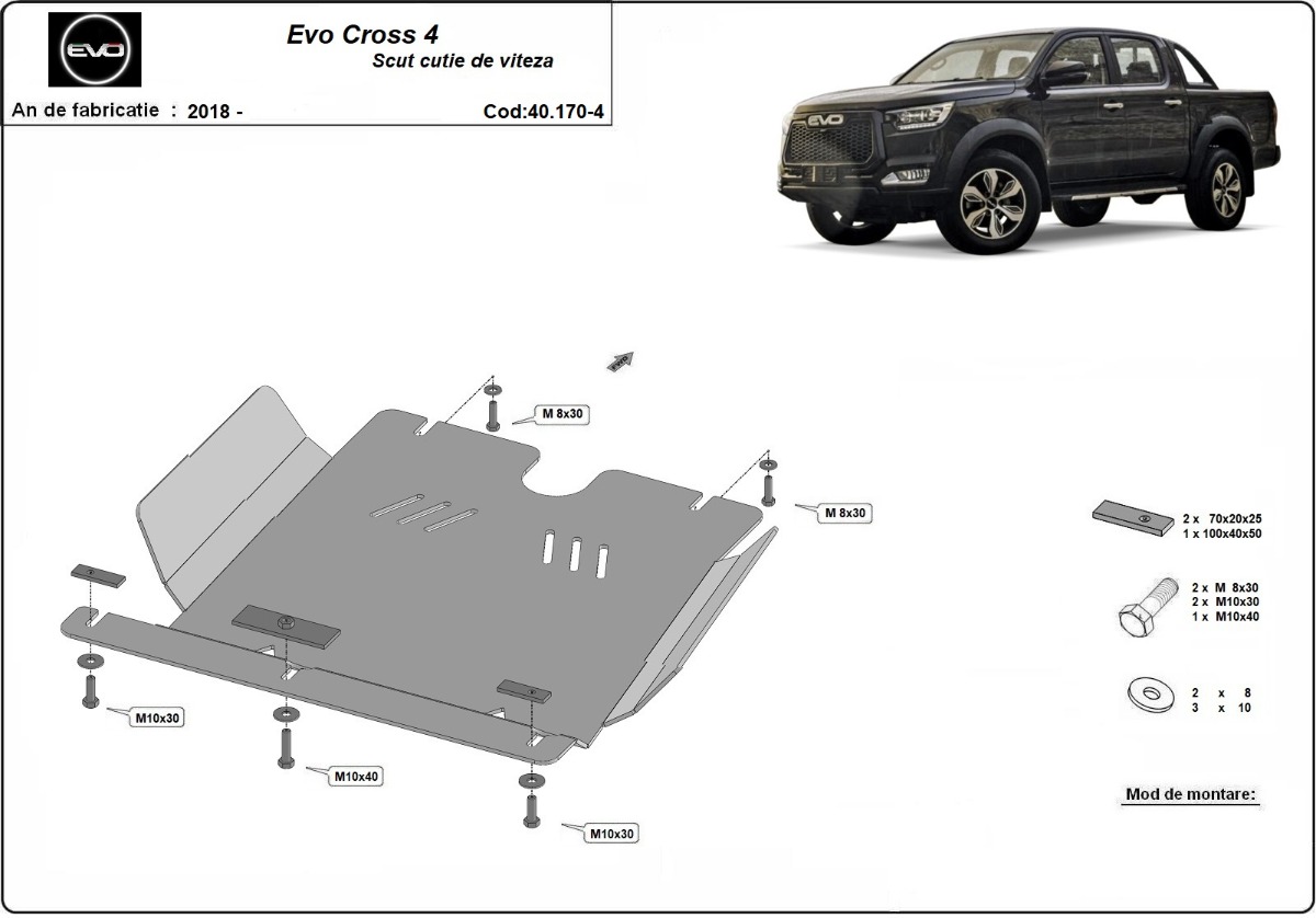 Ocelový kryt převodovky pro Evo Cross 4 2018 - 2026, všechny motory