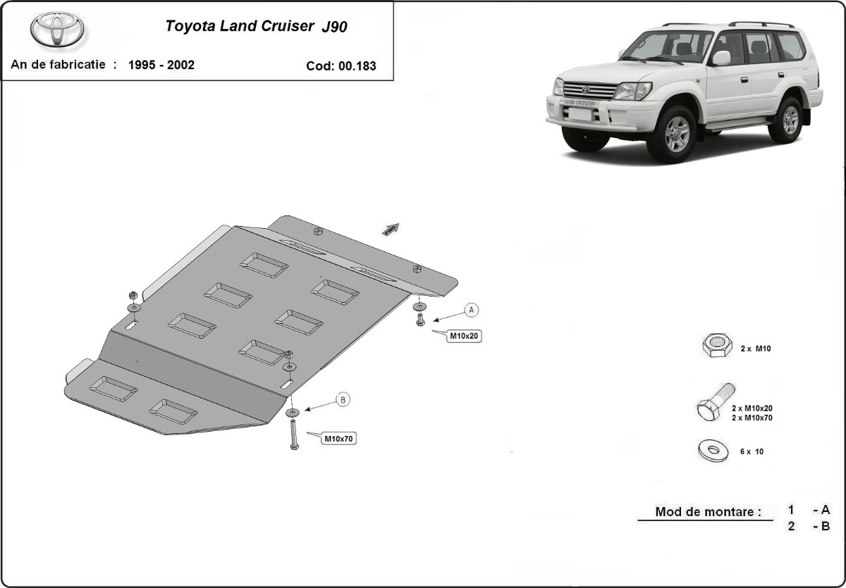 Ocelový kryt převodovky pro Toyota Land Cruiser J90 1995 - 2002, všechny motory