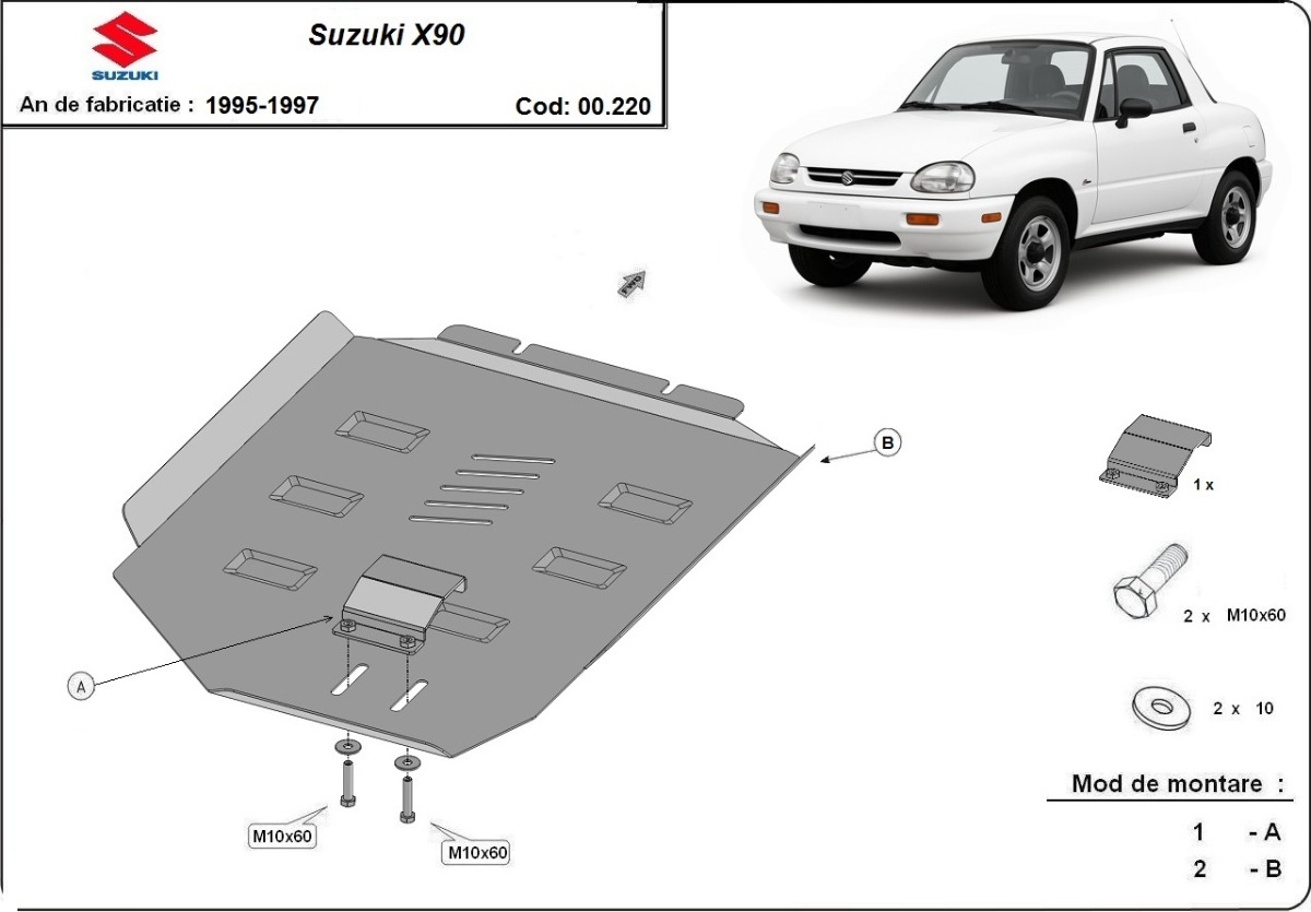 Ocelový kryt převodovky pro Suzuki X90 1995 - 1997, všechny motory