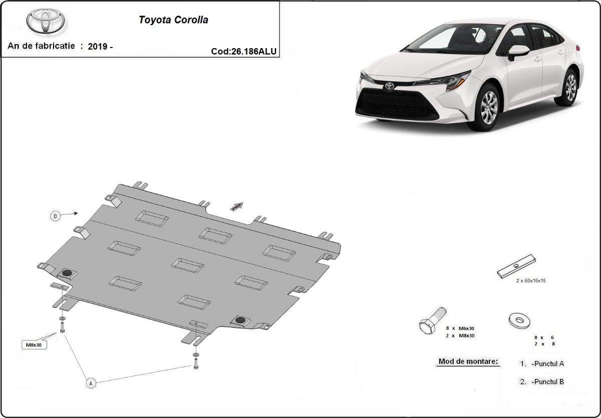 Hliníkový kryt olejové vany pro Toyota Corolla 2019 - 2026, všechny motory