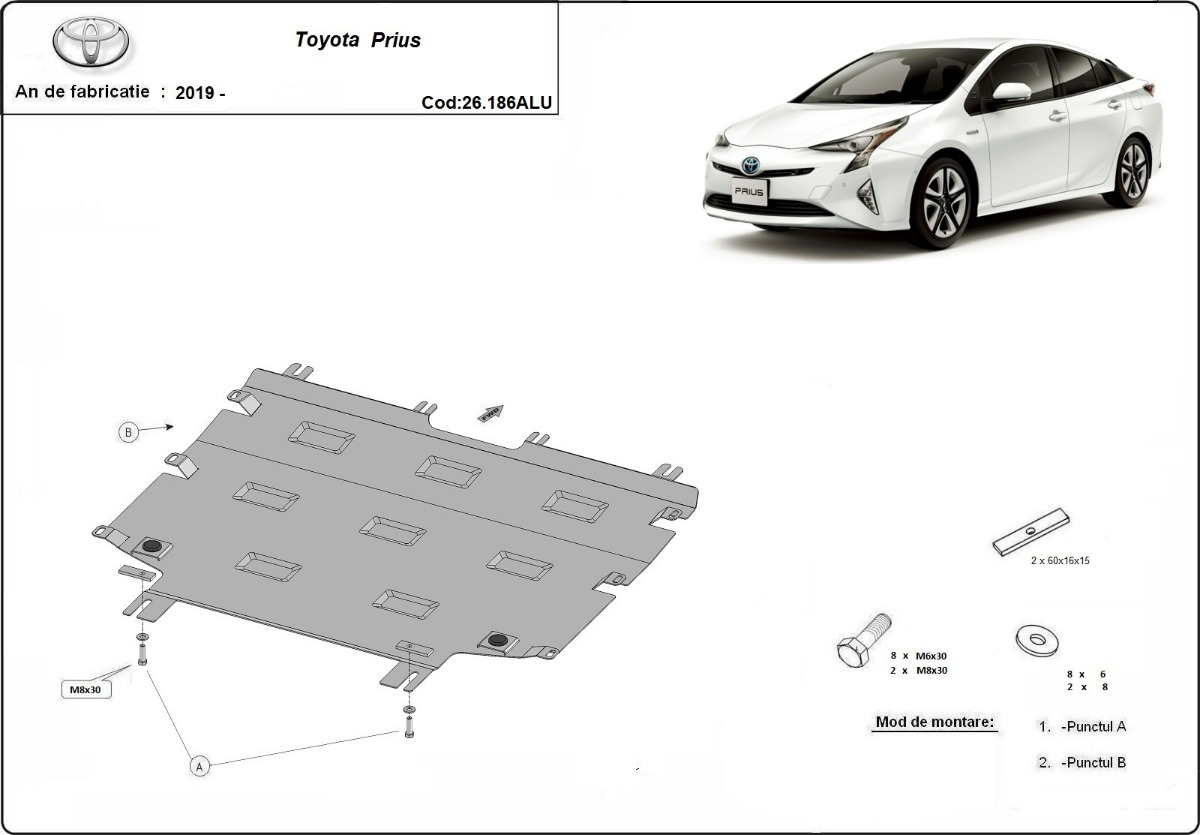 Hliníkový kryt olejové vany pro Toyota Prius 2019 - 2026, všechny motory