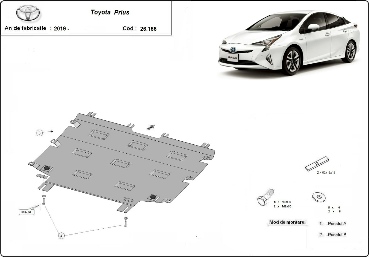 Ocelový kryt olejové vany pro Toyota Prius 2016 - 2026, všechny motory