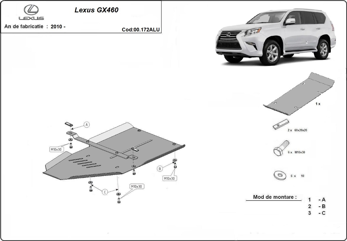 Hliníkový kryt převodovky pro Lexus GX460 2010 - 2026, všechny motory