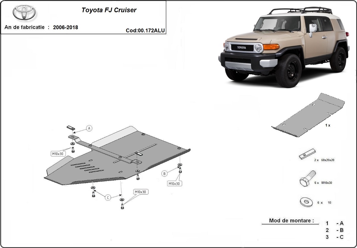 Hliníkový kryt převodovky pro Toyota FJ Cruiser 2006 - 2018, všechny motory