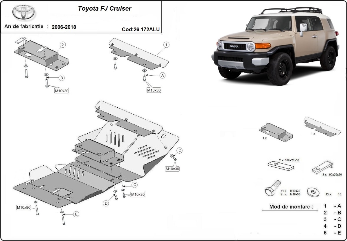 Hliníkový kryt olejové vany pro FJ Cruiser 2006 - 2018, všechny motory