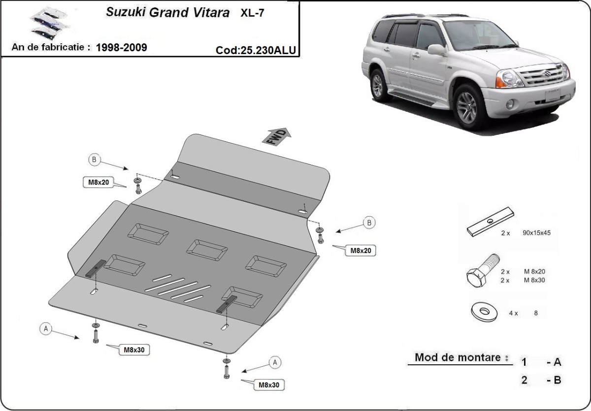 Hliníkový kryt olejové vany pro Suzuki Grand Vitara XL7 1998 - 2009, všechny motory