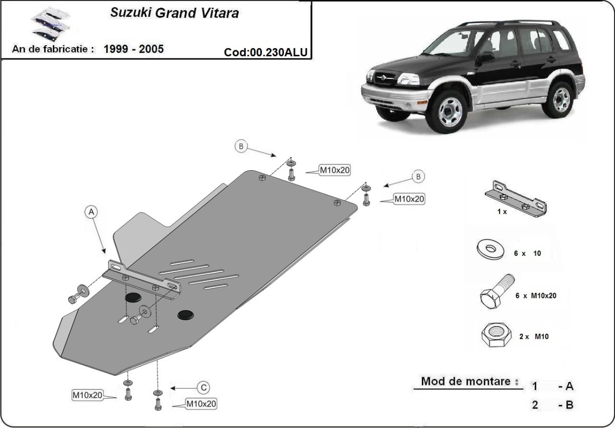 Hliníkový kryt převodovky pro Suzuki Grand Vitara 1999 - 2005, všechny motory