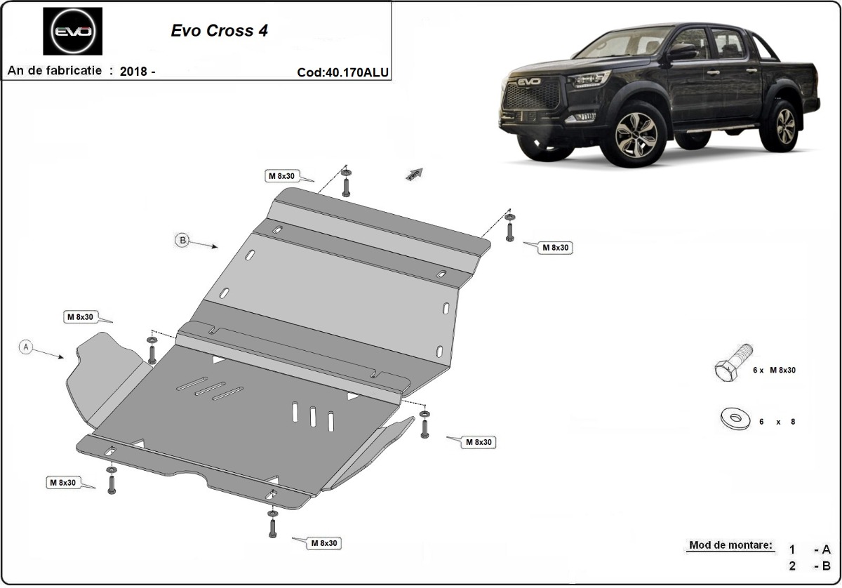 Hliníkový kryt pod olejovou nádrž pro Evo Cross 4 2018 - 2026, všechny motory