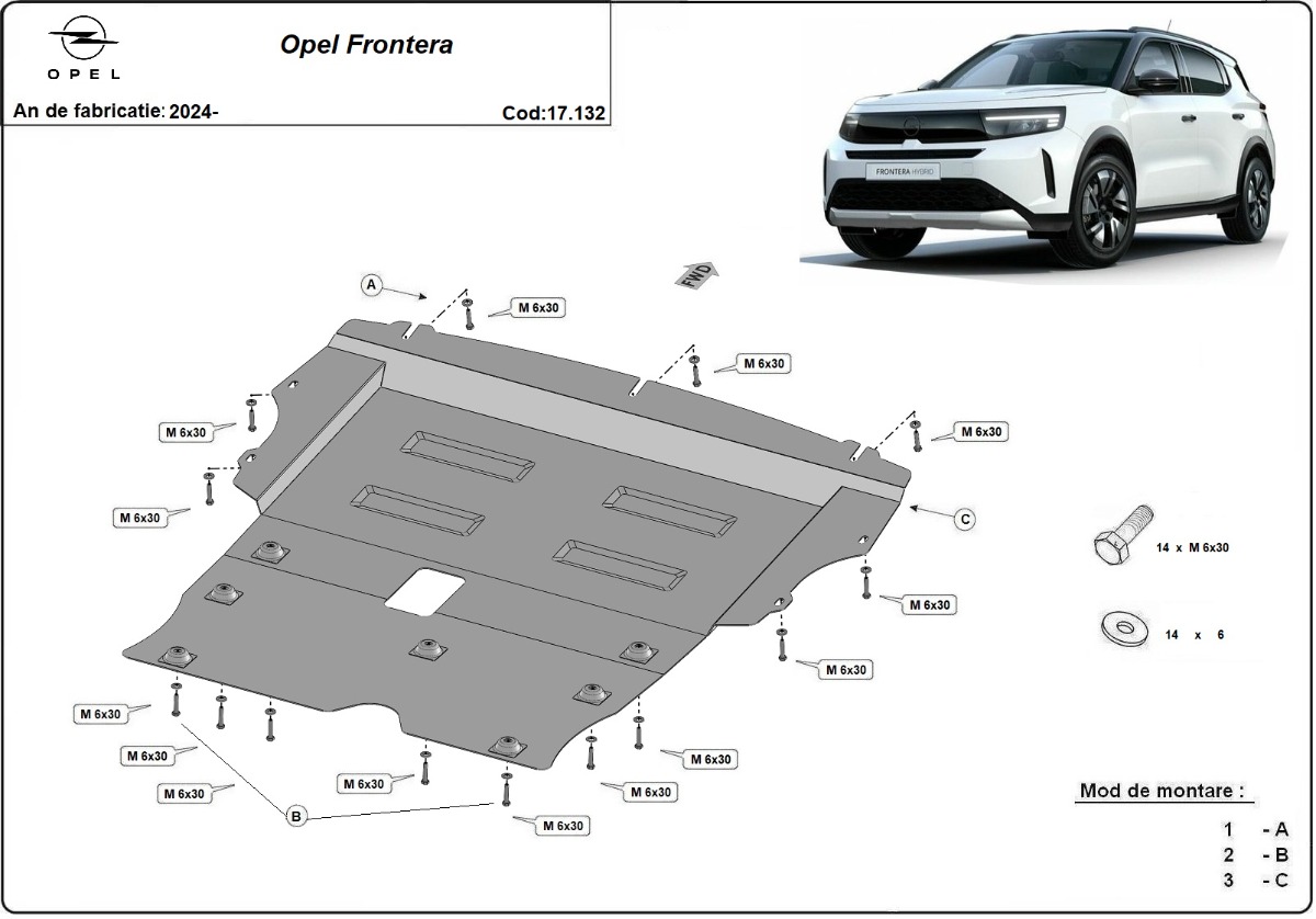 Ocelový kryt olejové vany pro Vauxhall Frontera 2025 - 2026, všechny motory