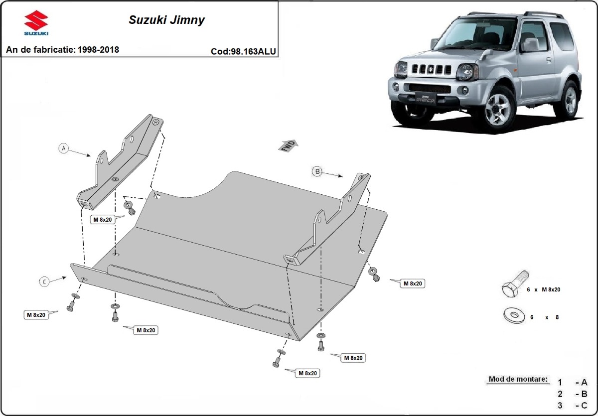 Kryt olejové vany pro Suzuki Jimny - hliníkový 1998 - 2018, všechny motory