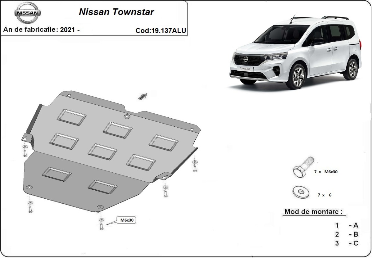 Hliníkový kryt olejové vany pro Nissan Townstar 2021 - 2026, všechny motory