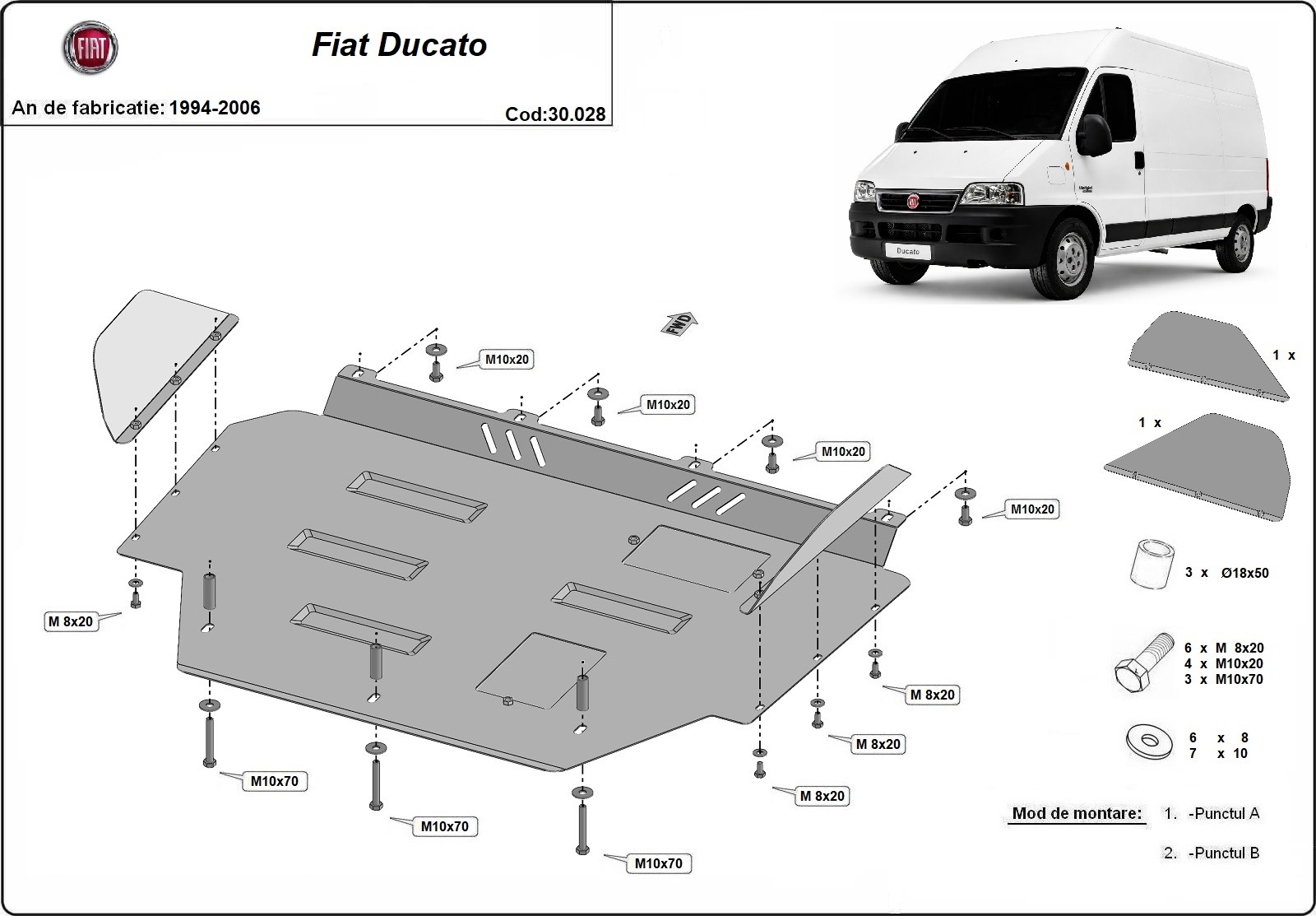 Ocelová ochrana olejové vany pro Fiat Ducato 1994 - 2006, všechny motory