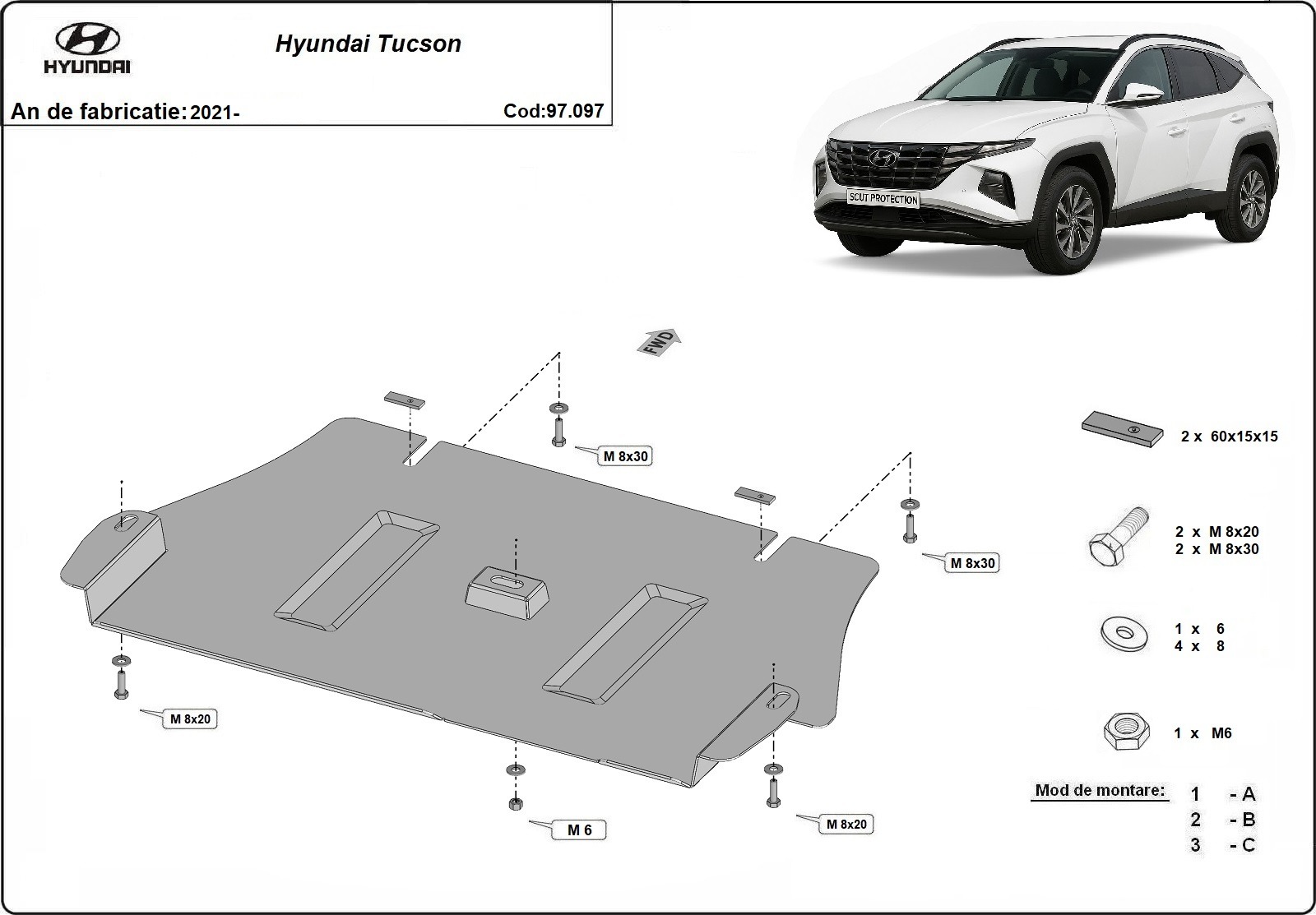 Kryt katalyzátoru pro Hyundai Tucson 2021 - 2026, všechny motory