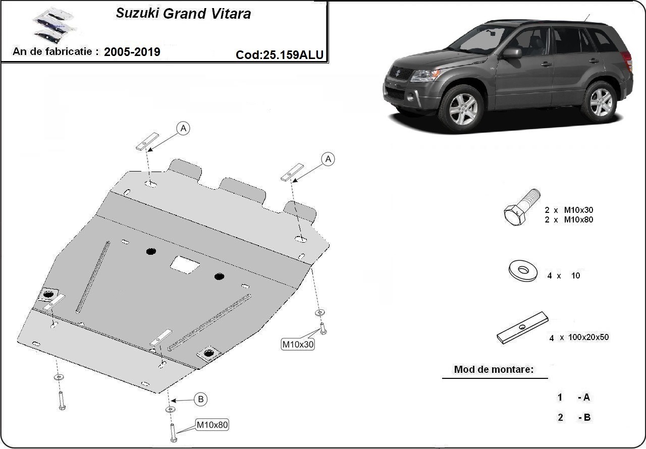Hliníkový kryt olejové vany pro Suzuki Grand Vitara 2 2005 - 2019, všechny motory