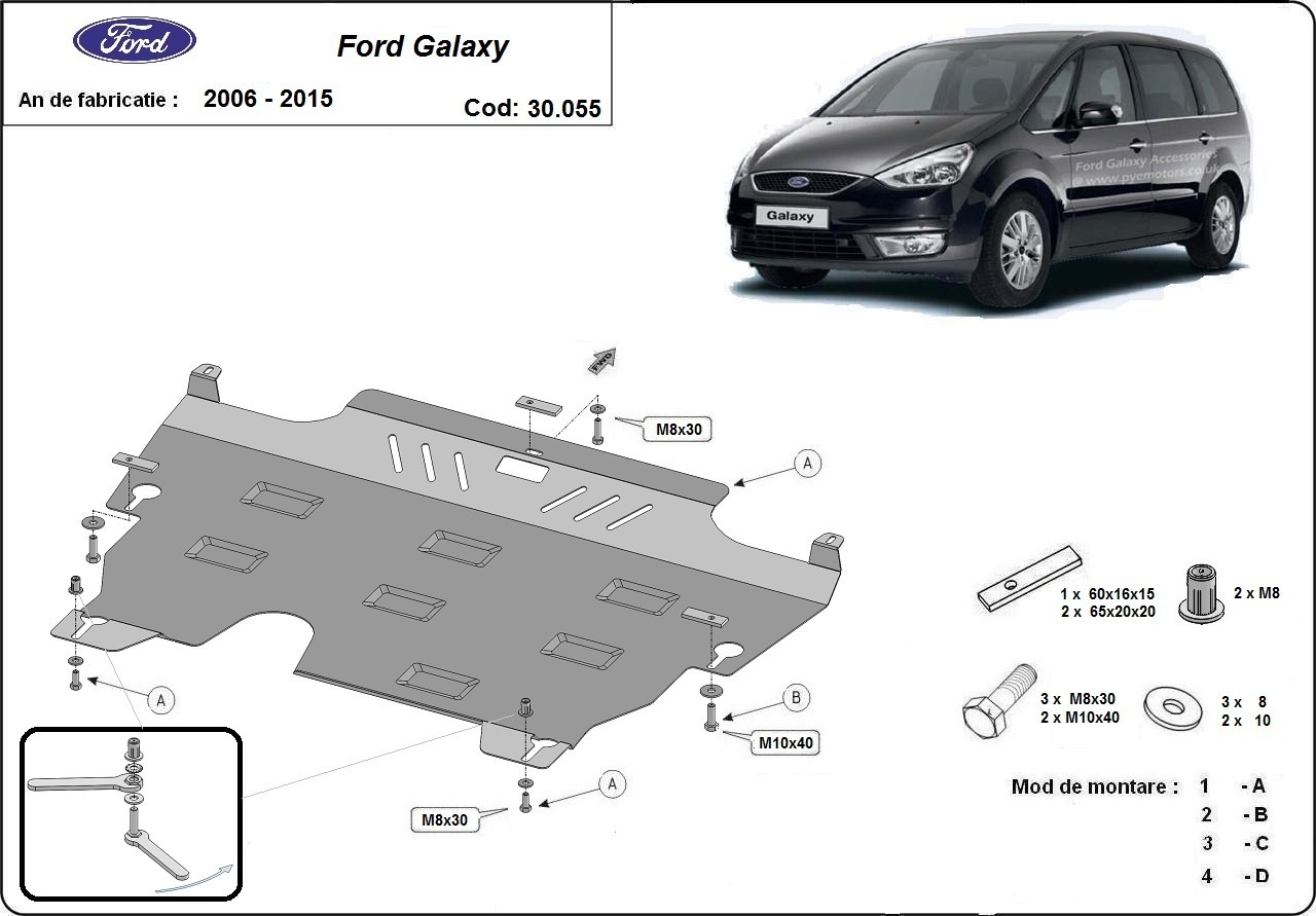 Ocelový kryt olejové vany pro Ford Galaxy 2 2007 - 2015, všechny motory