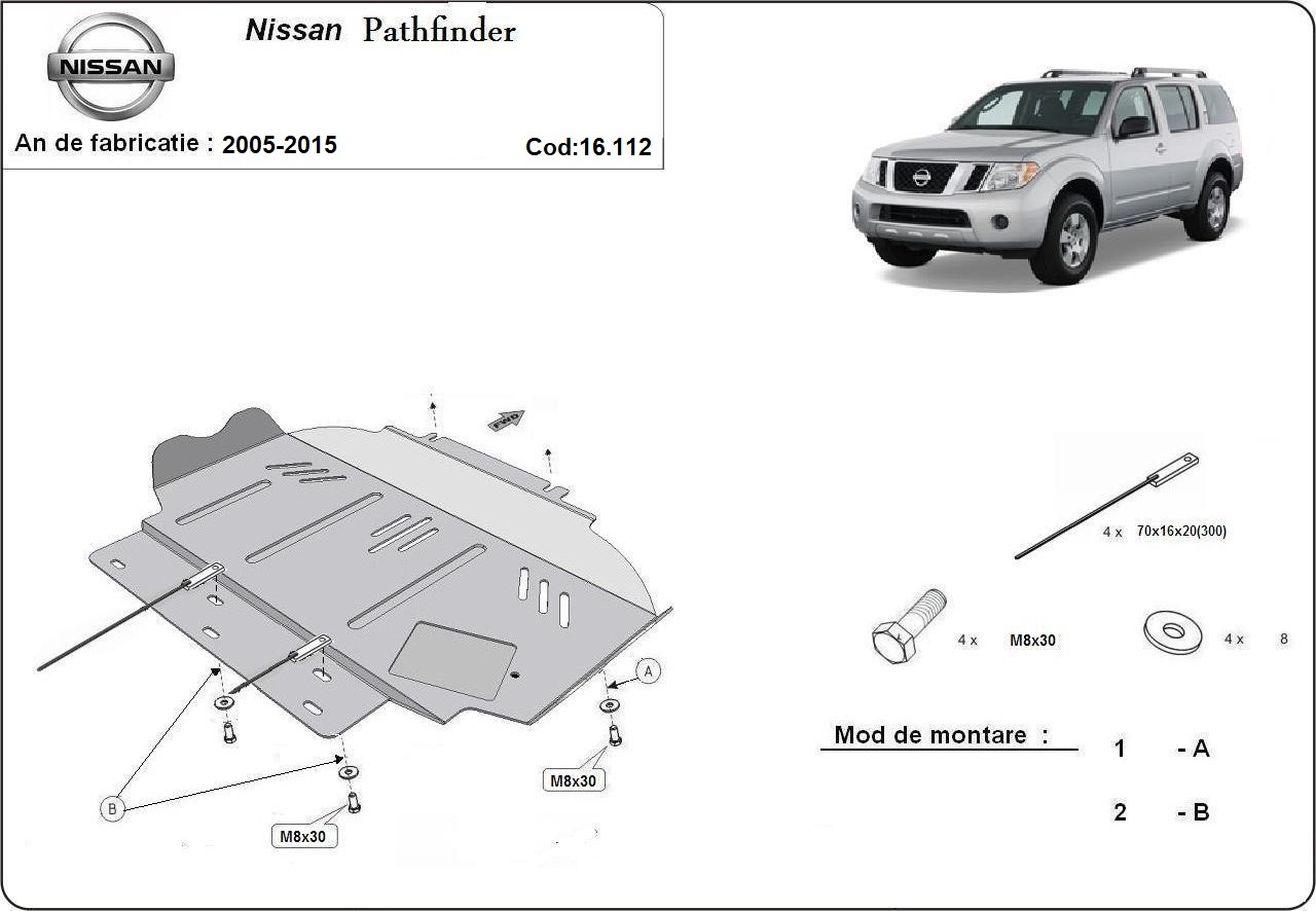 Ocelový kryt olejové vany pro Nissan Pathfinder 2005 - 2015, všechny motory