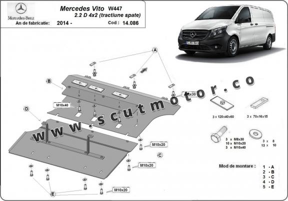 Scut motor Mercedes Vito W447 2.2 D, 4x2 (tracțiune spate)