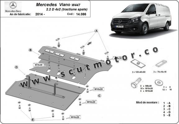 Scut motor Mercedes Viano W447 2.2 D, 4x2 (tracțiune spate)