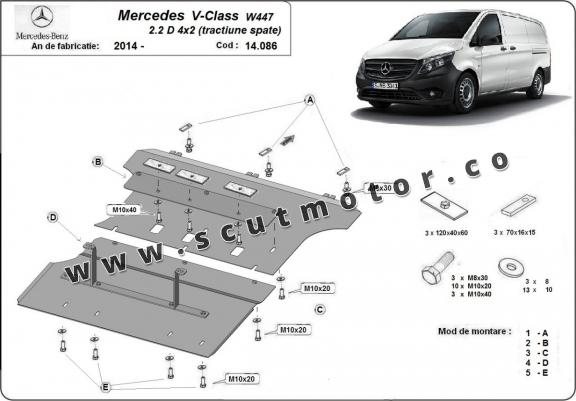 Scut motor Mercedes V-Class W447 2.2 D, 4x2 (tracțiune spate)