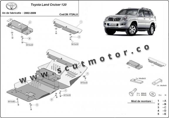 Scut motor din aluminiu Toyota Land Cruiser J120