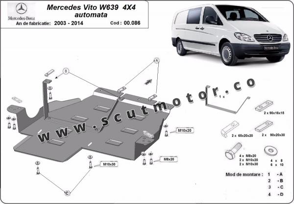 Scut metalic cutie de viteză și reductor Mercedes Vito W639, varianta 4x4 automată 1
