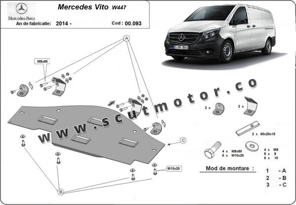 Scut metalic pentru sistemul Stop&Go Mercedes Vito W447, 4x2, 1.6 D 1