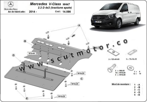 Scut motor Mercedes V-Class W447 2.2 D, 4x2 (tracțiune spate) 1