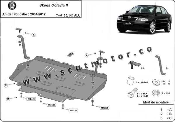 Scut motor din aluminiu Skoda Octavia 2 3