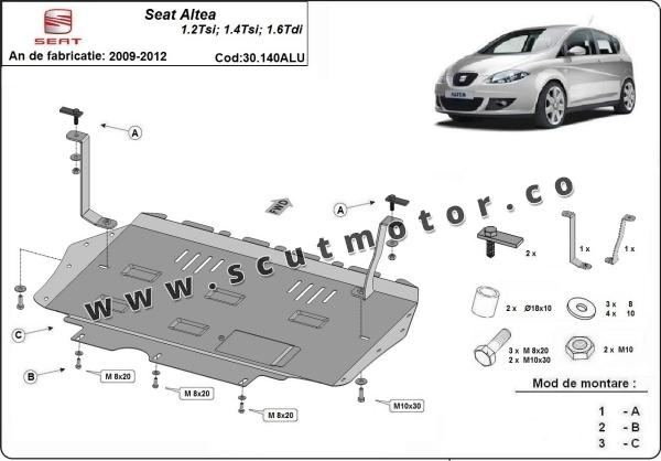 Scut motor și cutie de viteză din aluminiu Seat Altea 3