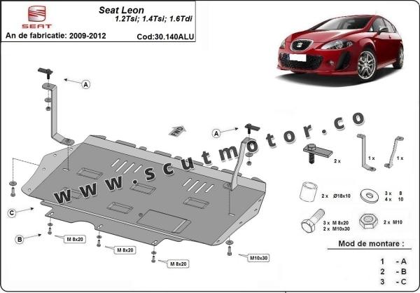 Scut motor și cutie de viteză din aluminiu Seat Leon 3