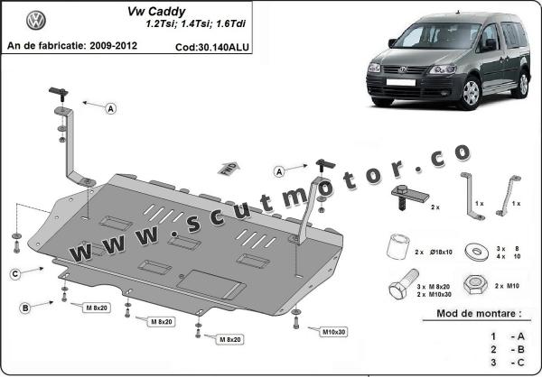 Scut motor din aluminiu Volkswagen Caddy 3