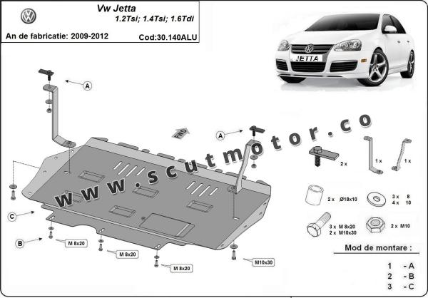 Scut motor din aluminiu VW Jetta 3