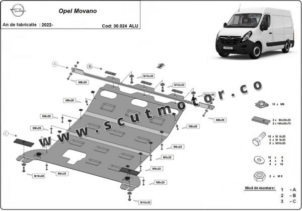 Scut motor din aluminiu Opel Movano 3
