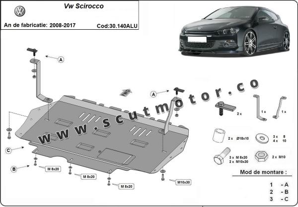 Scut motor din aluminiu Volkswagen Scirocco 3