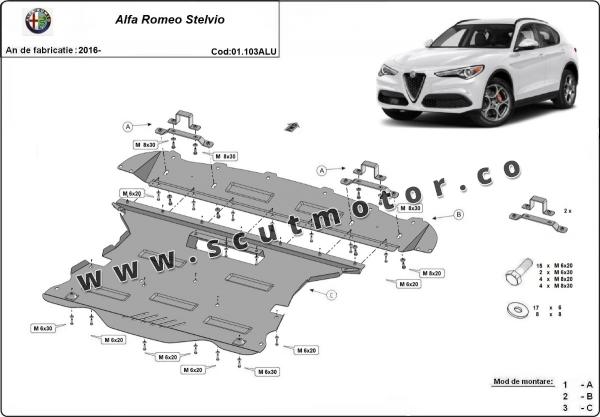 Scut motor din aluminiu Alfa Romeo Stelvio 3