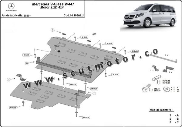 Scut motor din aluminiu Mercedes V-Class W447 2