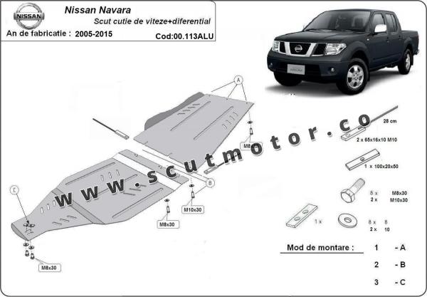 Scut cutie de viteză din aluminiu Nissan Navara 2