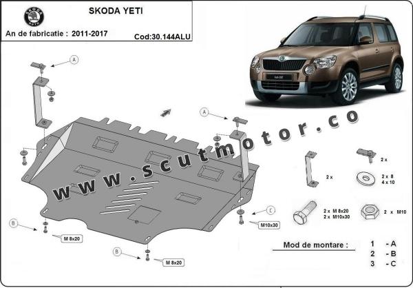 Scut motor și cutie de viteză din aluminiu Skoda Yeti 2
