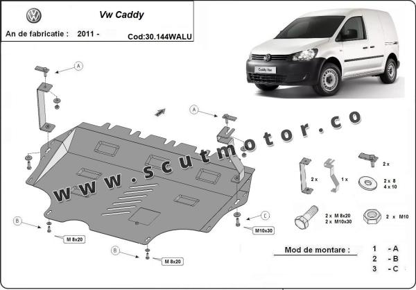 Scut motor din aluminiu VW Caddy cu WEBASTO 3