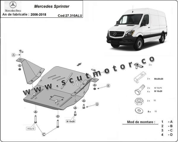Scut motor și cutie de viteză din aluminiu Mercedes Sprinter W906 3