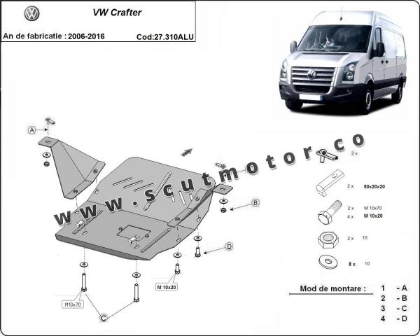 Scut motor și cutie de viteză din aluminiu Volkswagen Crafter 3