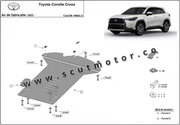 Scut antifurt din aluminiu pentru catalizator Toyota Corolla Cross 3